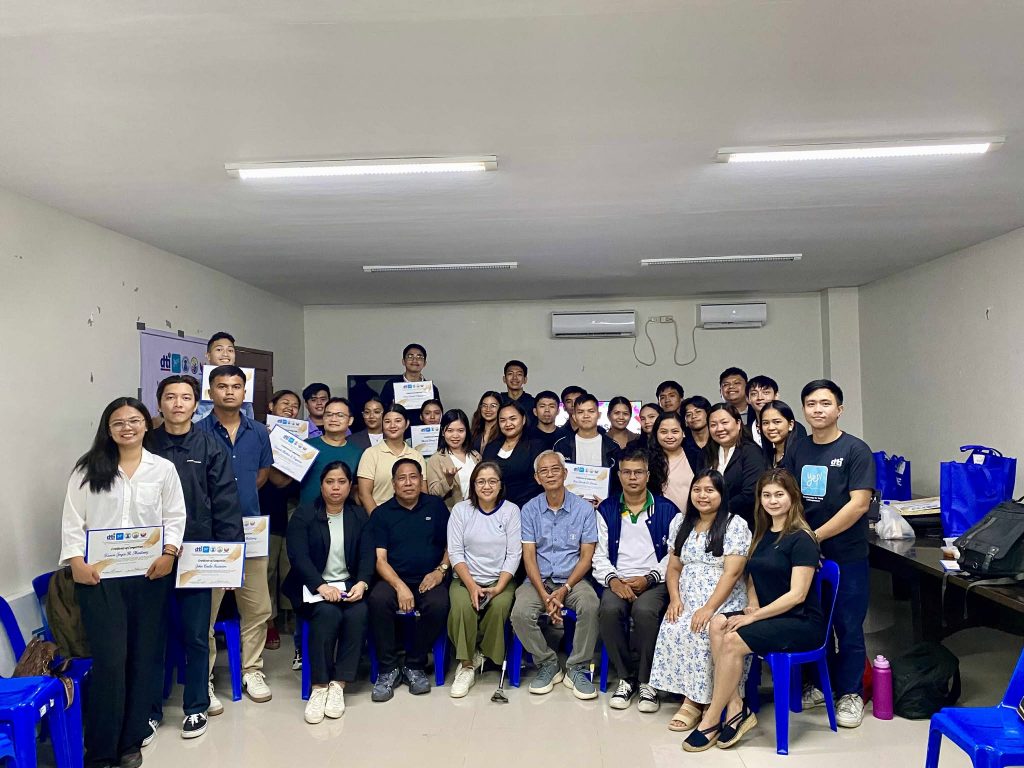 Graduates of the YEP-BYOB 2025 program in Laguna pose for a group photo during the Business Improvement Plan Pitching and Graduation Ceremony held at the YDA Conference Room in Santa Cruz, Laguna.