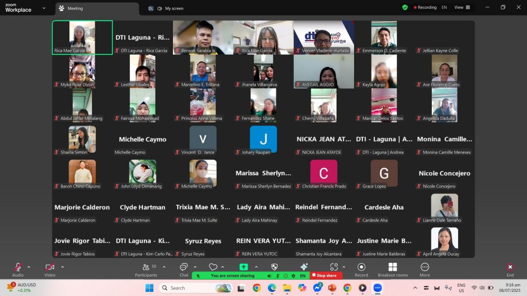 DTI-Laguna officials and MSME participants gathered for the opening of MSME Week 2025 in Victoria, Laguna.